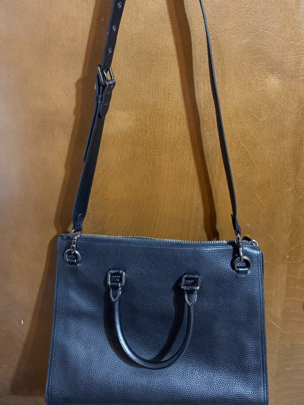 Coach Black Gotham Folio Bag Soft Polished Pebble Leather Briefcase C0243 - Picture 1 of 9